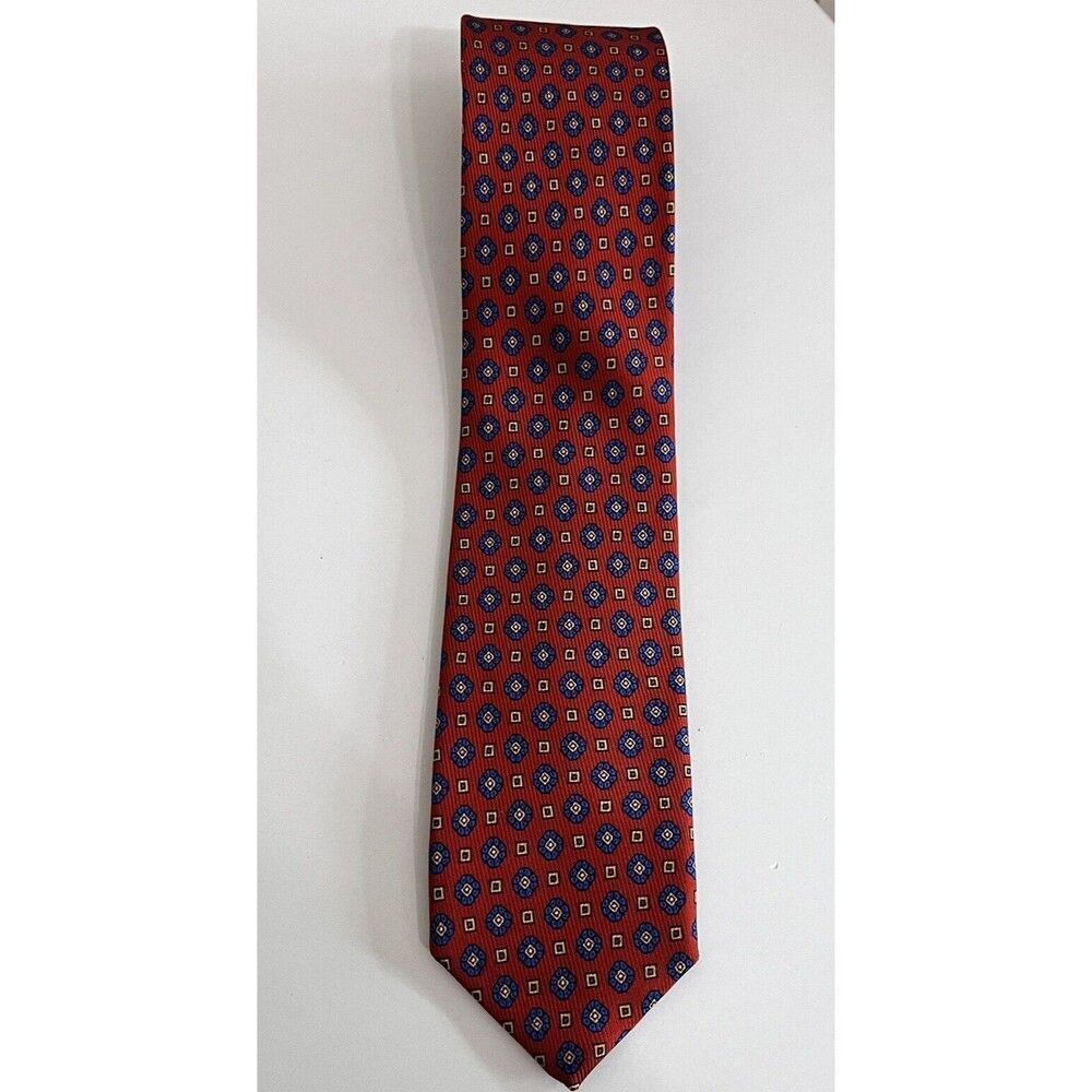 Robert Talbott 100% Silk Tie Orange Blue Made In USA Monterey, CA Men's